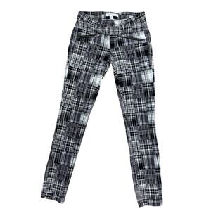 BCBG Generation Plaid Skinny Pants Size 26 Zip Pocket Stretch